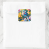 Regenboog gevleugelde Jay Fantasy Bird Vierkante Sticker (Tas)