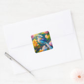 Regenboog gevleugelde Jay Fantasy Bird Vierkante Sticker (Envelop)