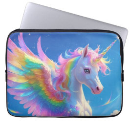 Regenboog Gevleugelde Pronkende Eenhoorn Laptop Sleeve