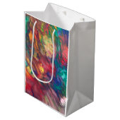 Regenboog Gift Bag Kleurrijke Groovy Party Paper B Medium Cadeauzakje (Voorkant Gekanteld)