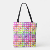 Regenboog Gingham Patroon Ontwerp  Tote Bag (Achterkant)