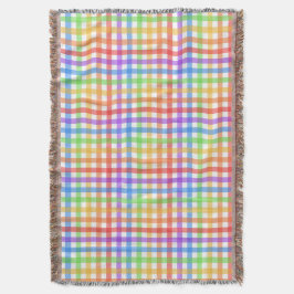 Regenboog Gingham Schachbrett Geometrisch Patroon Deken