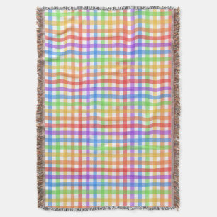 Regenboog Gingham Schachbrett Geometrisch Patroon Deken