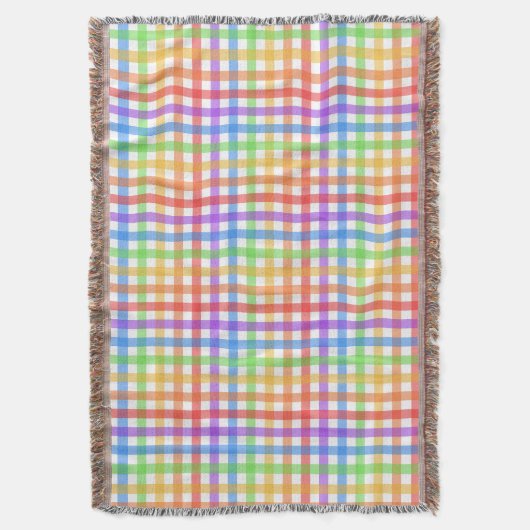 Regenboog Gingham Schachbrett Geometrisch Patroon Deken (Voorkant Verticaal)