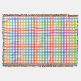 Regenboog Gingham Schachbrett Geometrisch Patroon Deken