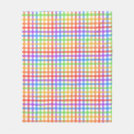 Regenboog Gingham Schachbrett Geometrisch Patroon Fleece Deken