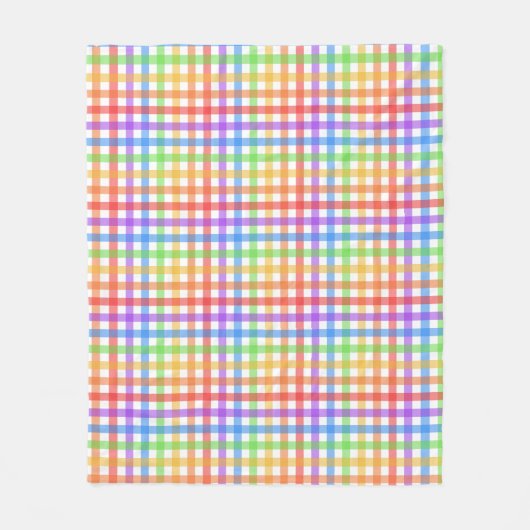 Regenboog Gingham Schachbrett Geometrisch Patroon Fleece Deken (Voorkant)