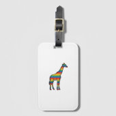 Regenboog Giraffe Antieke Gravure Vector Design_1 Bagagelabel (Voorkant (verticaal))