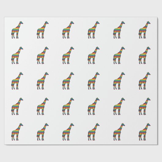 Regenboog Giraffe Antieke Gravure Vector Design_1 Cadeaupapier (Vlak)