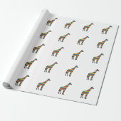 Regenboog Giraffe Antieke Gravure Vector Design_1 Cadeaupapier (Uitgerold)