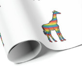 Regenboog Giraffe Antieke Gravure Vector Design_1 Cadeaupapier (Rol Hoek)