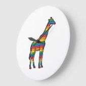 Regenboog Giraffe Antieke Gravure Vector Design_1 Grote Klok (Hoek)
