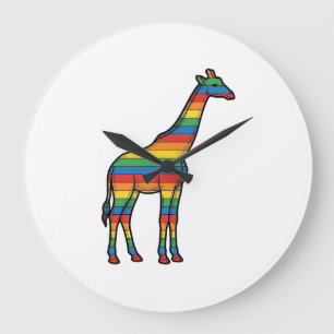 Regenboog Giraffe Antieke Gravure Vector Design_1 Grote Klok