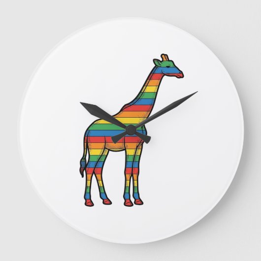 Regenboog Giraffe Antieke Gravure Vector Design_1 Grote Klok (Voorkant)