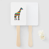 Regenboog Giraffe Antieke Gravure Vector Design_1 Handwaaier (Voorkant en achterkant)