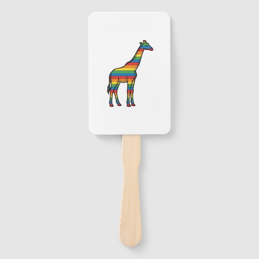 Regenboog Giraffe Antieke Gravure Vector Design_1 Handwaaier (Voorkant)