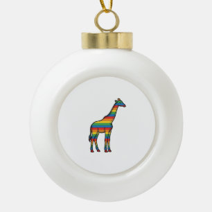 Regenboog Giraffe Antieke Gravure Vector Design_1 Keramische Bal Ornament