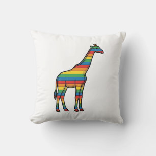 Regenboog Giraffe Antieke Gravure Vector Design_1 Kussen