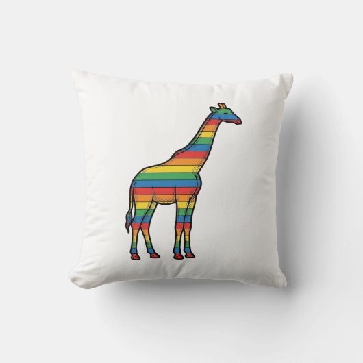 Regenboog Giraffe Antieke Gravure Vector Design_1 Kussen (Voorkant)