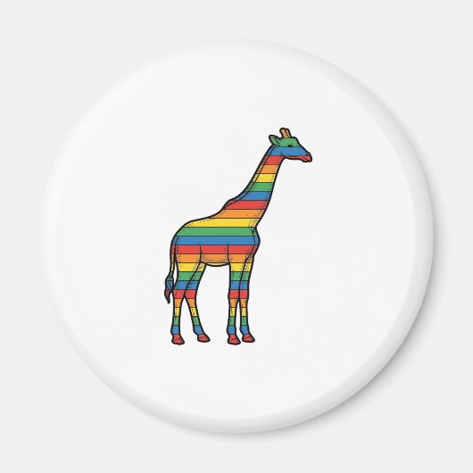 Regenboog Giraffe Antieke Gravure Vector Design_1 Magneet (Voorkant)