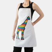 Regenboog Giraffe Antieke Gravure Vector Design_1 Schort (Insitu)
