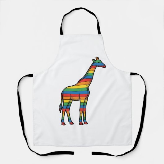 Regenboog Giraffe Antieke Gravure Vector Design_1 Schort (Voorkant)