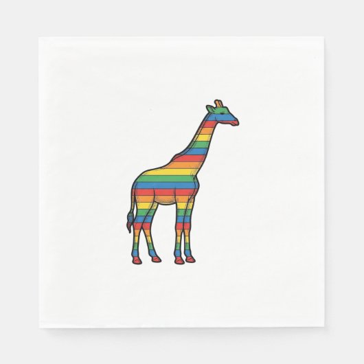 Regenboog Giraffe Antieke Gravure Vector Design_1 Servet (Voorkant)