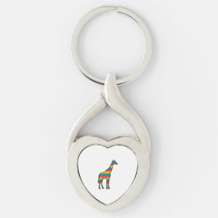 Regenboog Giraffe Antieke Gravure Vector Design_1 Sleutelhanger