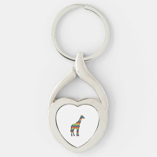 Regenboog Giraffe Antieke Gravure Vector Design_1 Sleutelhanger (Voorkant)