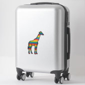 Regenboog Giraffe Antieke Gravure Vector Design_1 Sticker (Koffer)