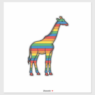 Regenboog Giraffe Antieke Gravure Vector Design_1 Sticker