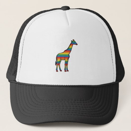 Regenboog Giraffe Antieke Gravure Vector Design_1 Trucker Pet (Voorkant)