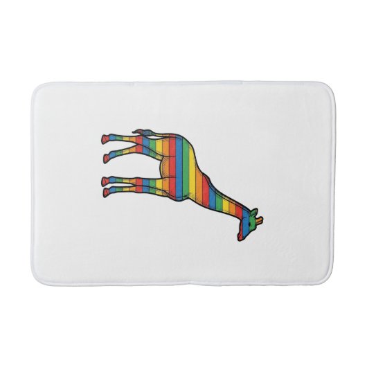 Regenboog Giraffe Antieke Gravure Vector Ontwerp_1 Badmat (Voorkant)
