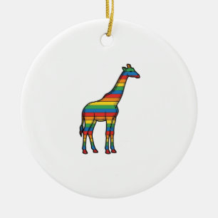 Regenboog Giraffe Antieke Gravure Vector Ontwerp_1 Keramisch Ornament