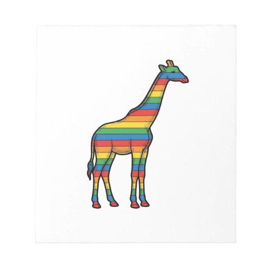 Regenboog Giraffe Antieke Gravure Vector Ontwerp_1 Notitieblok (Voorkant)
