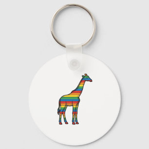 Regenboog Giraffe Antieke Gravure Vector Ontwerp_1 Sleutelhanger
