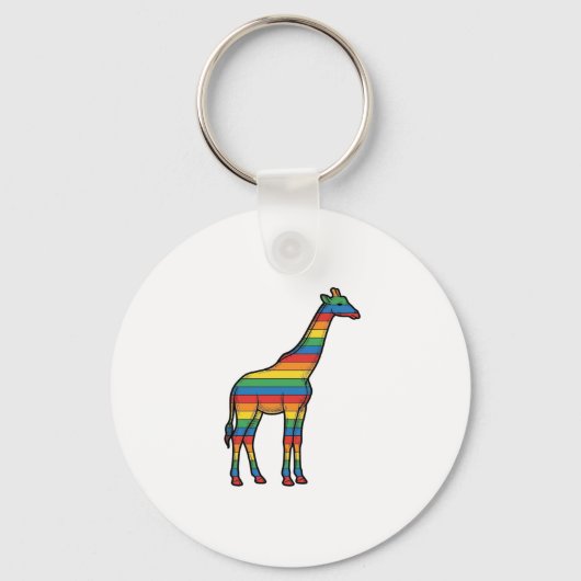Regenboog Giraffe Antieke Gravure Vector Ontwerp_1 Sleutelhanger (Voorkant)