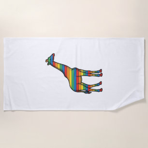 Regenboog Giraffe Antieke Gravure Vector Ontwerp_1 Strandlaken