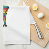 Regenboog Giraffe Antieke Gravure Vector Ontwerp_1 Theedoek (Quarter Fold)