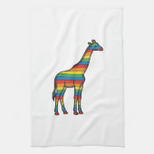 Regenboog Giraffe Antieke Gravure Vector Ontwerp_1 Theedoek (Verticaal)