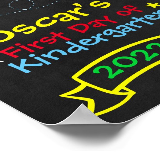 Regenboog Giraffe Eerste Dag op School Schoolbord Poster (Hoek)