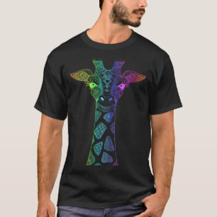 Regenboog Giraffe Mandala Lotus Flower Yoga Medita T-shirt