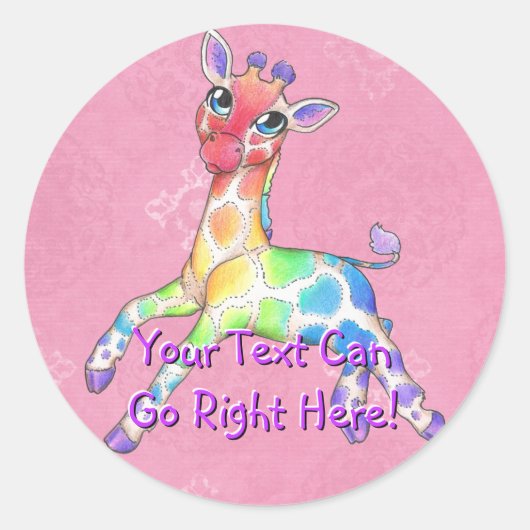 Regenboog Giraffe Stickers (Voorkant)