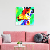 Regenboog Giraffe uitgerekt canvas Afdruk (Insitu (Woonkamer))