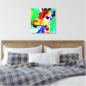 Regenboog Giraffe uitgerekt canvas Afdruk (Insitu (Slaapkamer))