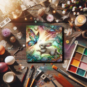 Regenboog Glas in lood Bunny Vlinder Pasen Feestdagenkaart