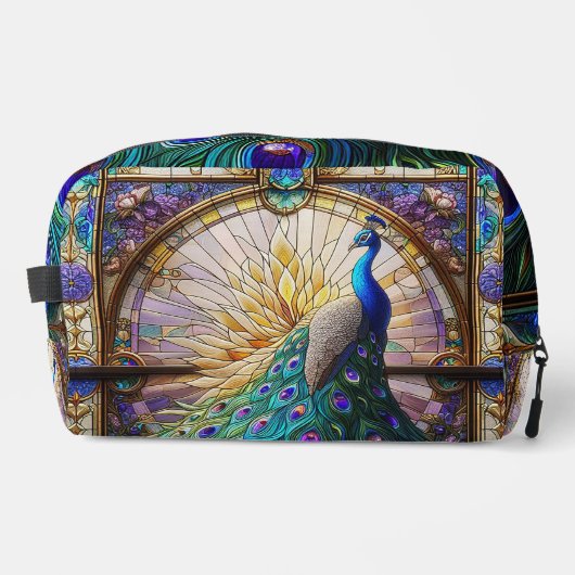 Regenboog Glas in lood Peacock Dopp Kit Toilettasje (Voorkant)
