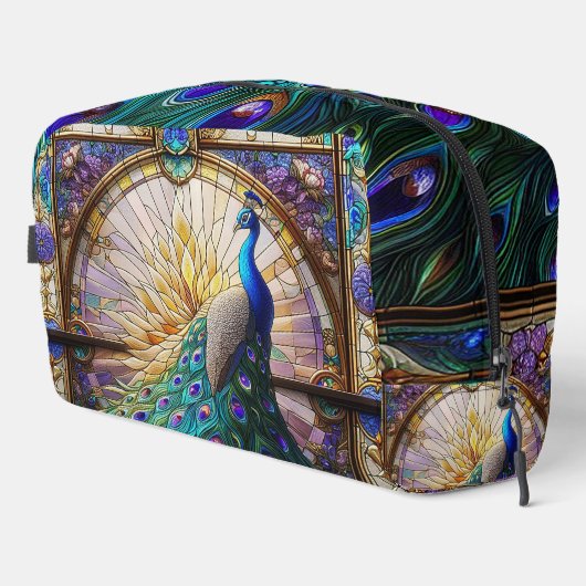 Regenboog Glas in lood Peacock Dopp Kit Toilettasje (Rechterhoek)