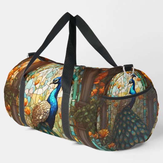 Regenboog Glas in lood Peacock grote plunjezak (Rechterhoek)