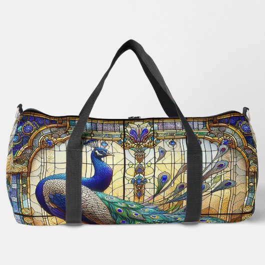 Regenboog Glas in lood Peacock grote plunjezak (Voorkant)